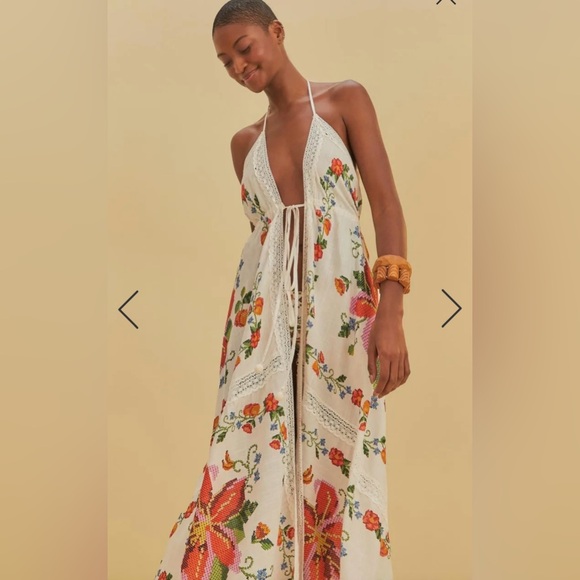 Farm Rio White Banana Vitamin Lace Dress Swim Cover Up - Picture 4 of 16